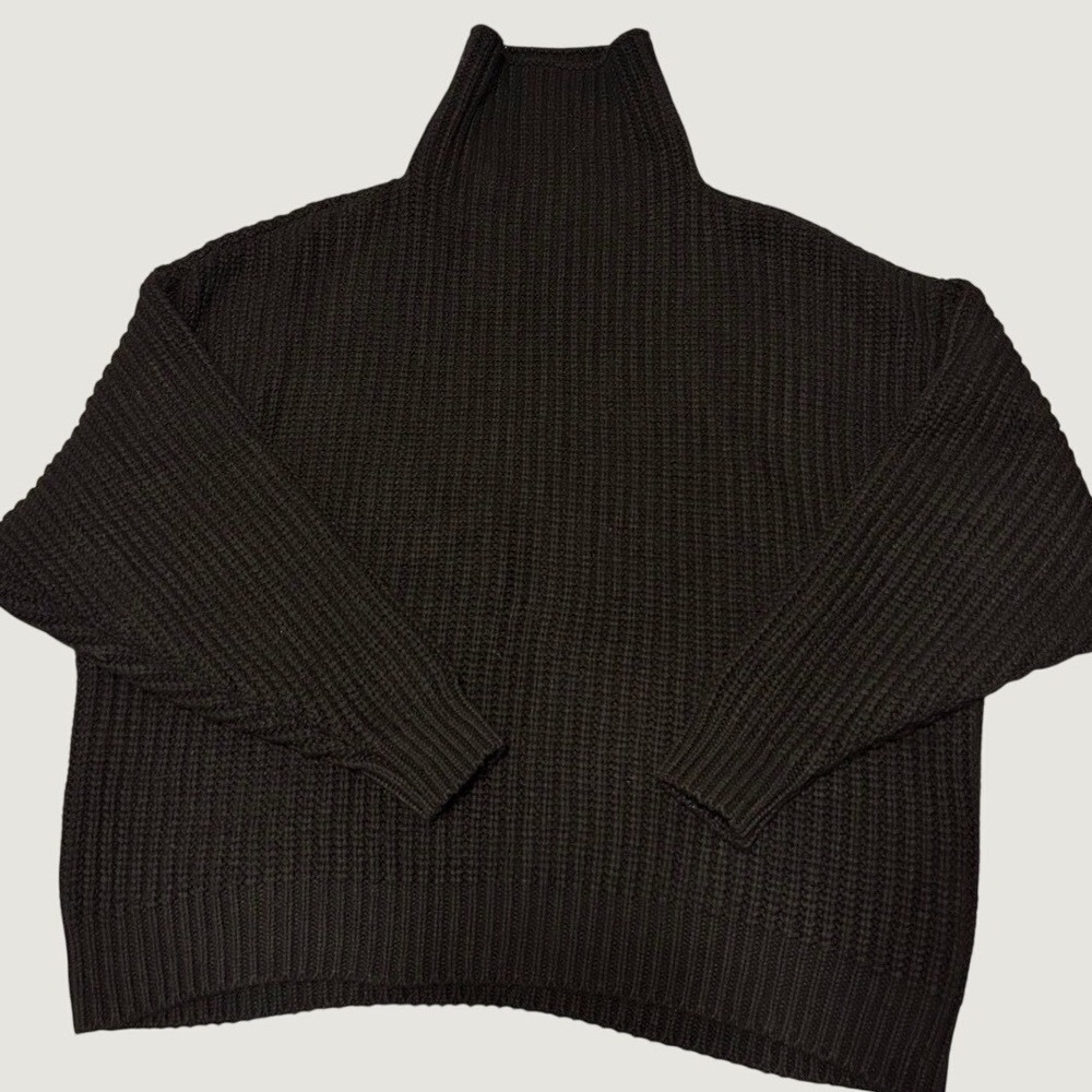 Free People Swim Too Deep Sweater Womens S Black Excellent Oversized Turtleneck
